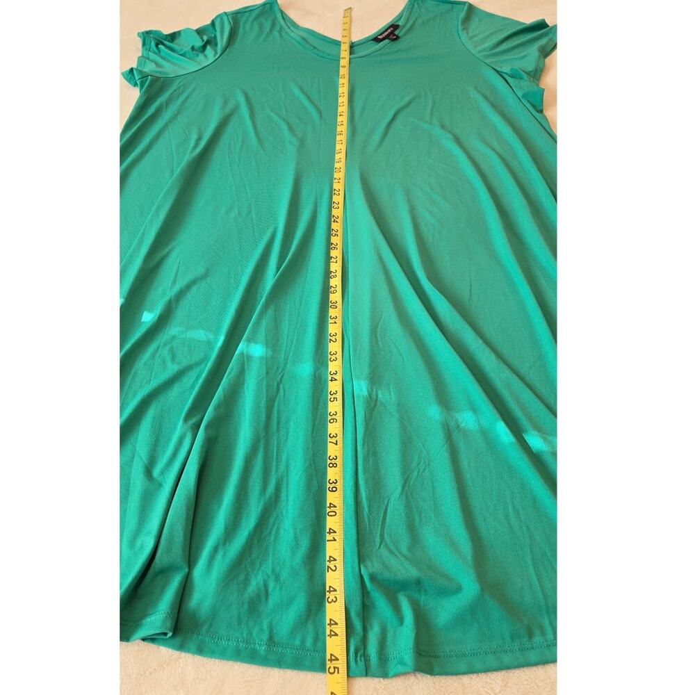 Sz 30/32W ROAMANS Spring Green V-neck and Back Short-sleeved Swing Dress - Picture 8 of 9